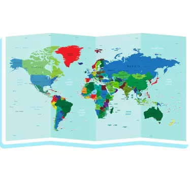 Nálepka s mapou sveta farebná geografická mapa - Tenstickers