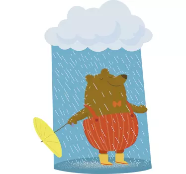 Nálepka pre deti veselý medvedí dáždnik - Tenstickers
