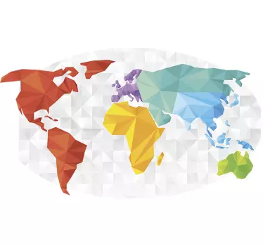 Nálepka s mapou sveta farebná geometrická mapa - Tenstickers