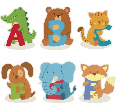 Deti abeceda zvieratá abeceda nástenné nálepky - Tenstickers
