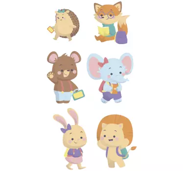 Deti zvieratá škola výučba nástenné nálepky - Tenstickers