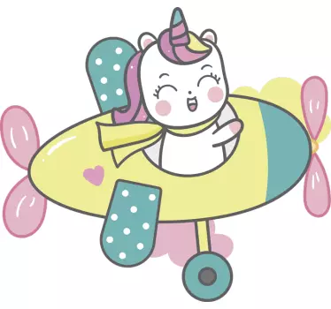 Deti jednorožec lietadlo ilustračné nástenné umenie obtisky - Tenstickers