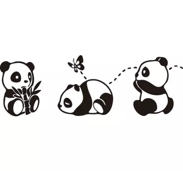 Nálepka pre deti hravá panda rodina - Tenstickers