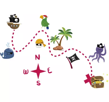 Nálepka s mapou pokladov - Tenstickers