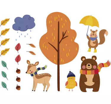 Nálepka pre zvieratá na jeseň - Tenstickers