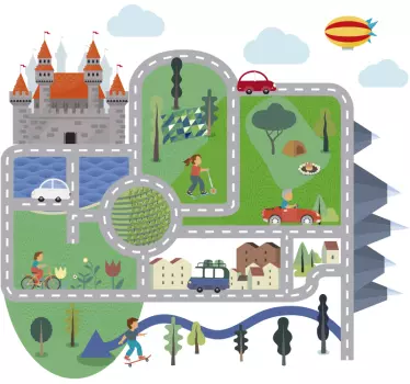 Nálepka pre deti hravá hradná scéna - Tenstickers