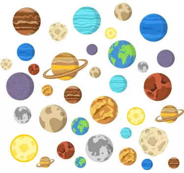 Nálepka s farebnými bodkami planét - Tenstickers