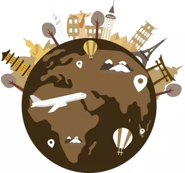Vinobranie mapa sveta ilustrácie nástenné umenie - Tenstickers