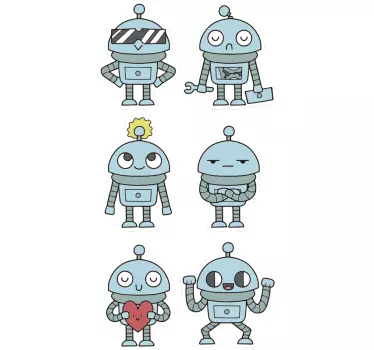 Roboty balenie detská izba nálepka na stenu - Tenstickers