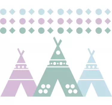 Nálepka s teepee stanom v pastelových farbách pre detskú izbu - Tenstickers