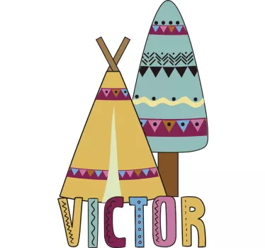 Nálepka pre deti Živý teepee a strom - Tenstickers