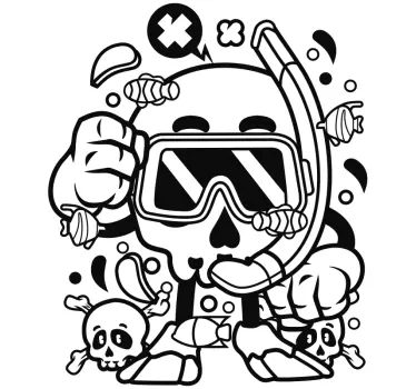 Nalepky na stenu zvierata s grafikou lebky potápača - Tenstickers