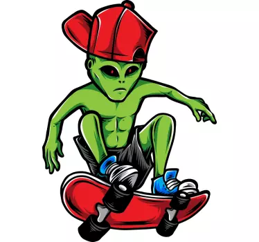 Mimozemšťan na nálepke skateboardu pre extrémne športy - Tenstickers