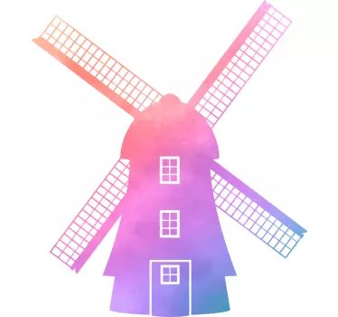 Silueta ilustračnú nástennú ilustráciu veterného mlyna - Tenstickers