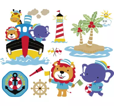 Nálepka, plachetnica, maják a kotva - Tenstickers