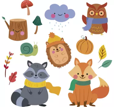 Nálepka jesenné kvety a zvieratá - Tenstickers