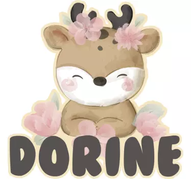 Nálepka pre deti roztomilé jeleň s kvetmi - Tenstickers