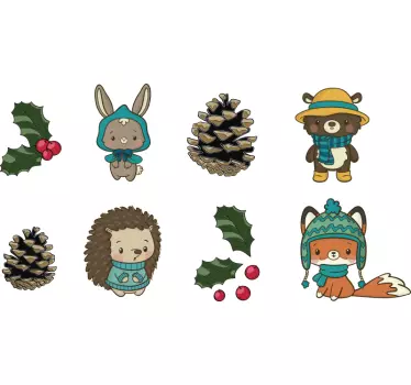 Nálepka pre zimné kvety a zvieratá - Tenstickers