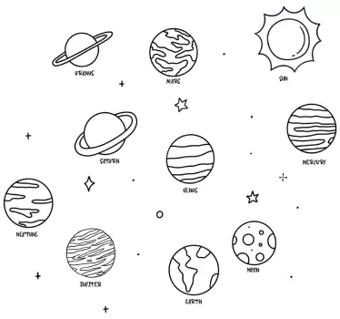Planéta vesmírnej nálepky na slnečnú sústavu - Tenstickers