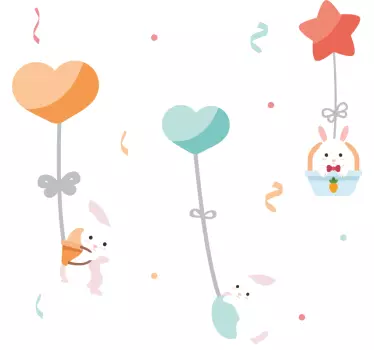 Nálepka pre deti balóny so zajačikami - Tenstickers