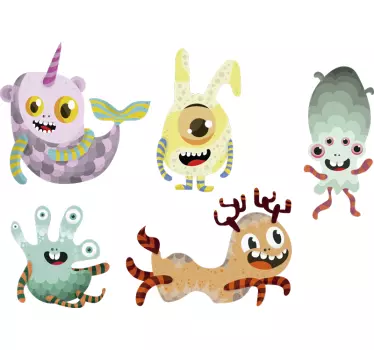 Nálepka pre deti farebné kreslené príšery - Tenstickers