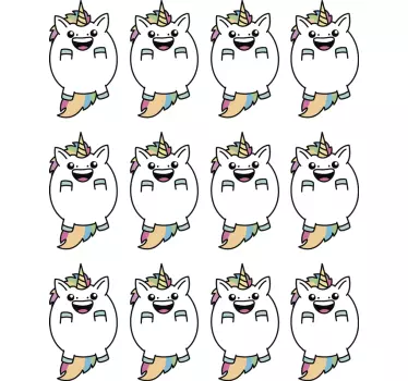 Nálepka s tučnými jednorožcami pre deti - Tenstickers