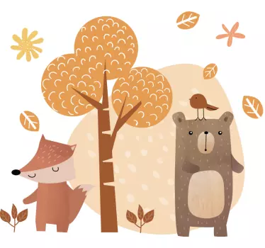 Zvieratá a strom ilustrácie nástenné umelecké obtisky - Tenstickers