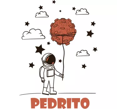 Nálepka pre deti astronaut s balónom - Tenstickers