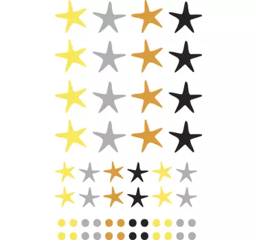 žlté a sivé hviezdičky nordic style detská izba obtisky - Tenstickers