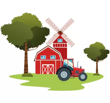 Traktory a stromy ilustrácia obtisky umenie - Tenstickers