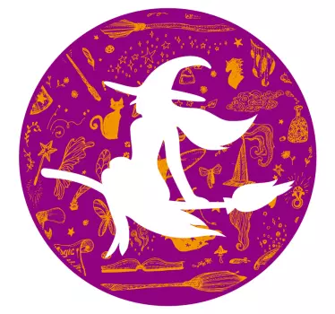 nalepky na stenu zvierata rozmarná jazda na čarodejnici - Tenstickers