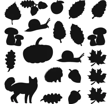 Nakreslená samolepka lesných zvierat a rastlín - Tenstickers