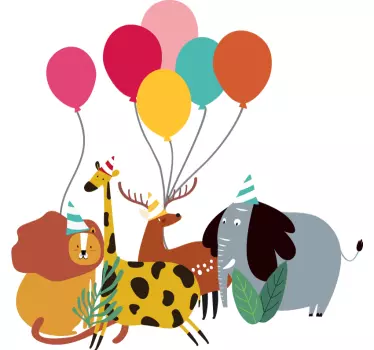 Farebné balóniky a zvieratá ilustračné nástenné umenie - Tenstickers