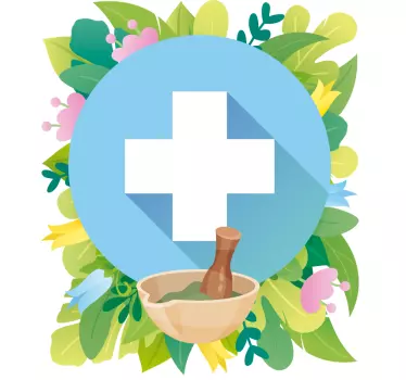 Kvetinová lekáreň obtiskový štítok - Tenstickers