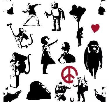 Nálepka na nábytok s tanečným vzorom Banksy - Tenstickers