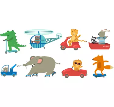 Nálepka pre deti zvieracia dobrodružná scéna - Tenstickers