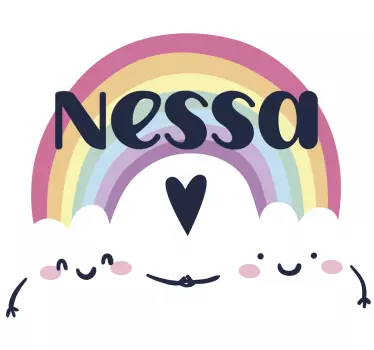 Prispôsobené meno na dúhovej detskej samolepke na stenu - Tenstickers