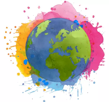 Planéta zem akvarel úvodná mapa fototapeta - Tenstickers