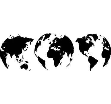 3 zemská mapa nálepky na stenu každého kontinentu - Tenstickers