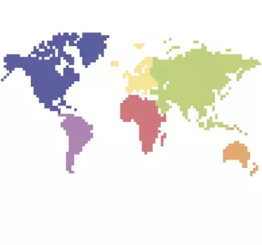 Nálepka s mapou sveta pixelované geografické oblasti - Tenstickers