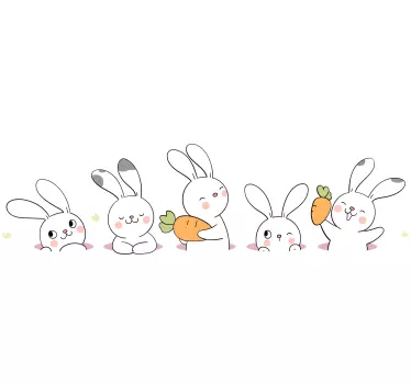 Nálepka pre deti roztomilá kolekcia zajacov - Tenstickers
