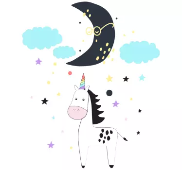 Nálepka pre deti jednorožec nočná obloha - Tenstickers