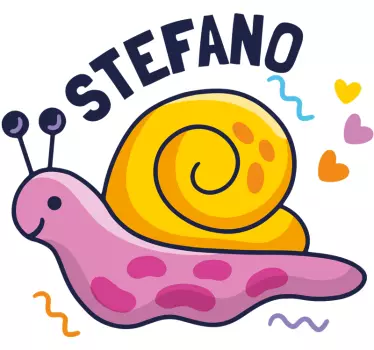 Farebný slimák s nálepkou na stenu do detskej izby s menom - Tenstickers
