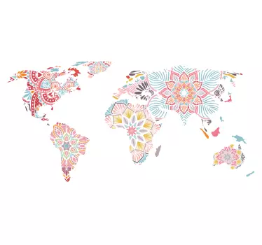 Samolepka na stenu mandala worldmap - Tenstickers