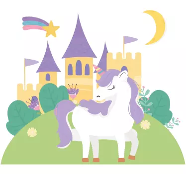 Nálepka pre deti fantázia hradu jednorožca - Tenstickers