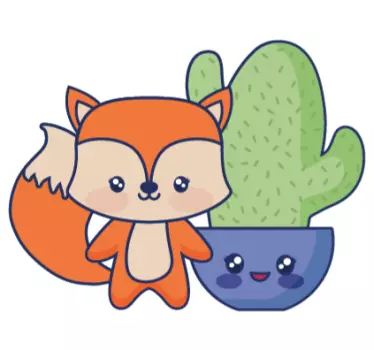 Anime kaktus a líška karikatúra stena dcal - Tenstickers