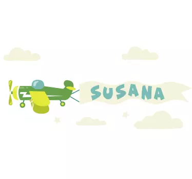 Lietadlo s menom a oblakmi ilustrácia nástenné umenie - Tenstickers