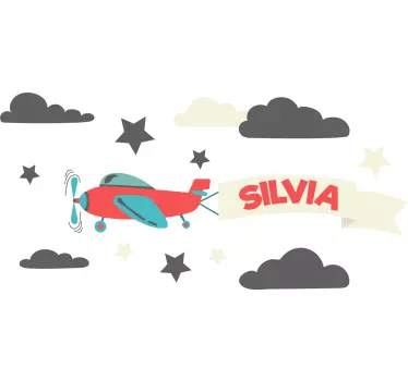 Lietadlá s menom a hviezdami ilustračný obraz na stenu - Tenstickers