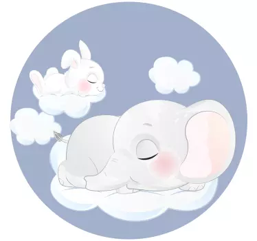 Spiaci králik a slon na oblakoch samolepka na stenu - Tenstickers