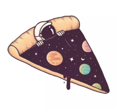 Vesmírna nálepka kúsok pizze s astronautom - Tenstickers